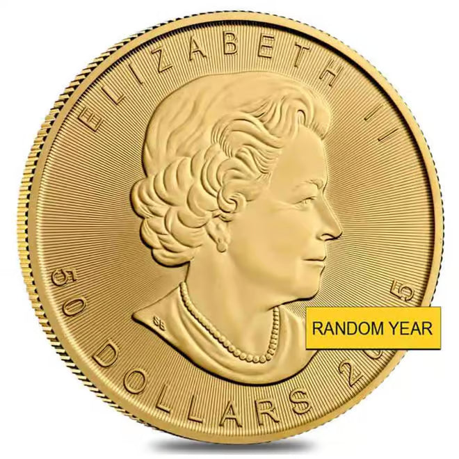 1 oz Canadian Gold Maple Leaf $50 Coin (Random Year)